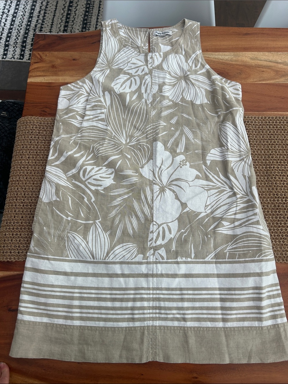 Tommy Bahama 💯 Linen Tropical Print Neutral Dress Women’s Lrg